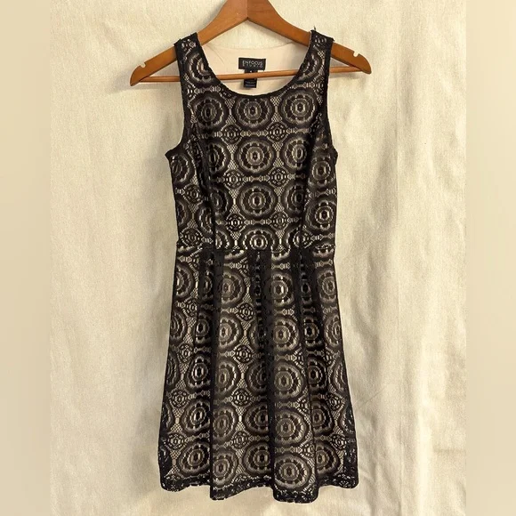 Enfocus Studio | Dresses | Enfocus Studio Sleeveless Nude Sheath Dress With Black  Lace Overlay | Poshmark
